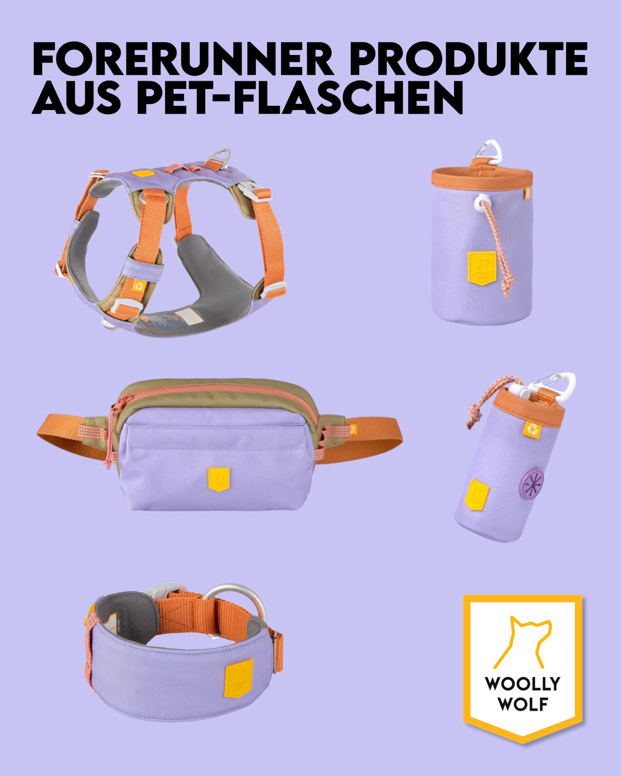 Woolly Wolf Alpha 360 Dog Harness S Lavendel Mix - Hundegeschirr für kleine Hunde aus 100% recyceltem Polyester, Verstellbar & leicht, Perfekt an den Hundekörper anpassbar