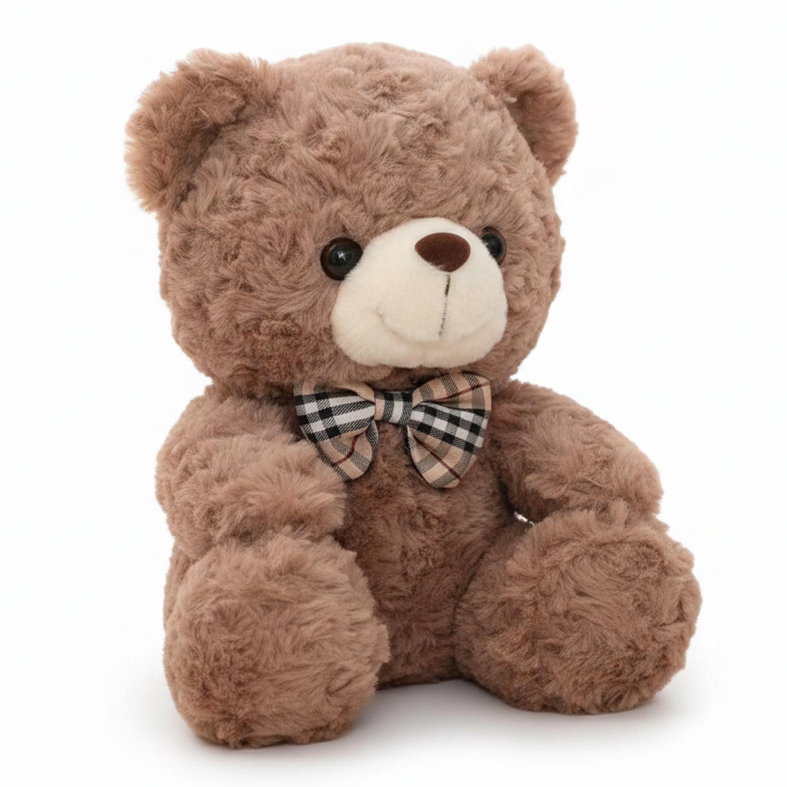 Bodeshis Teddy Bear, Small Sized Brown Plush Companion with Bow Tie, Soft Stuffed Animal for Bedtime Comfort and Home Decoration, Adorable Collectible for Gift Giving and Emotional Support