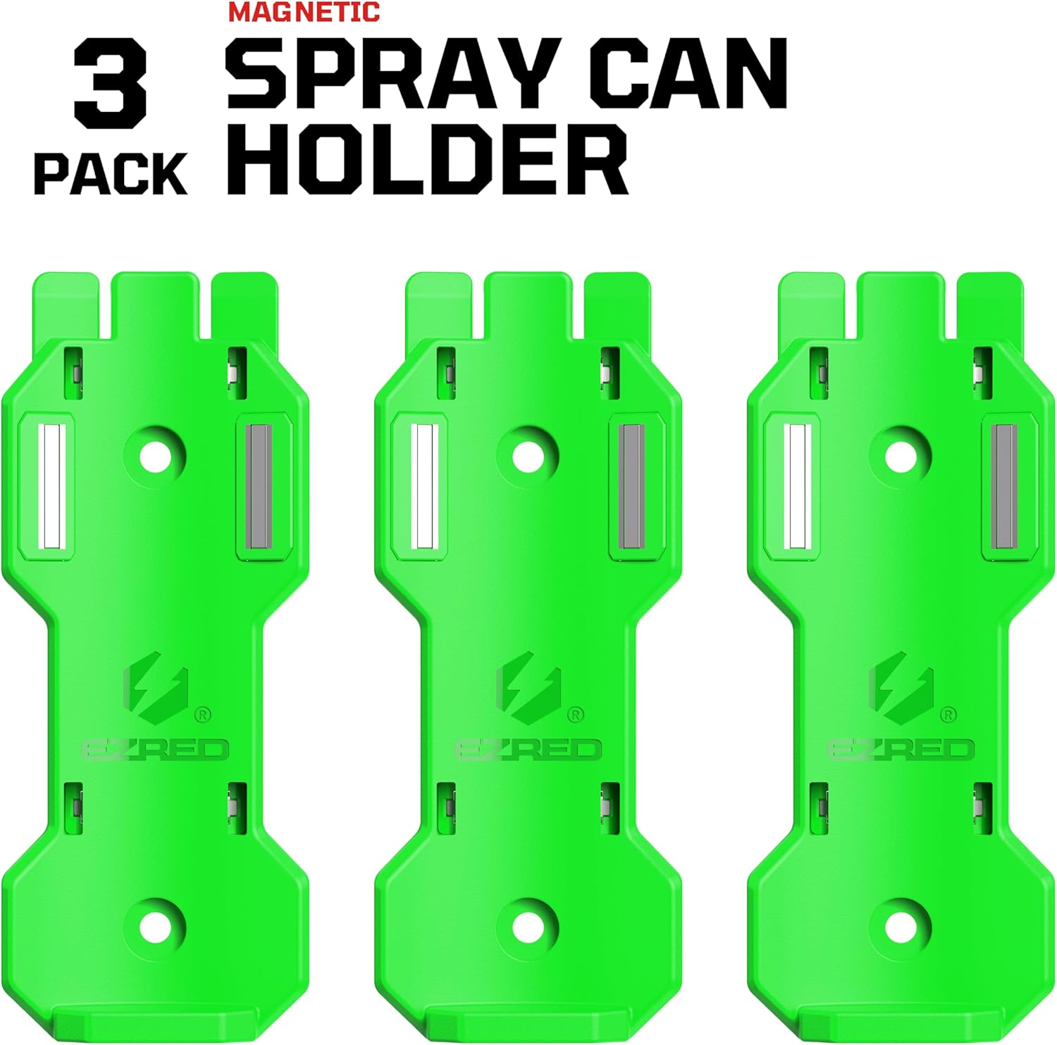 EZRED Magnetic Spray Can Holder 3-Pack Flexible Non-Marring Polymer Lid Holder Green