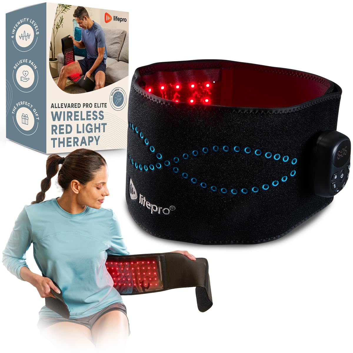 Red Light Therapy Belt - 660nm & 850nm Near Infrared & Red Light Therapy for Body- Adjustable & Portable for Wellness & Relaxation
