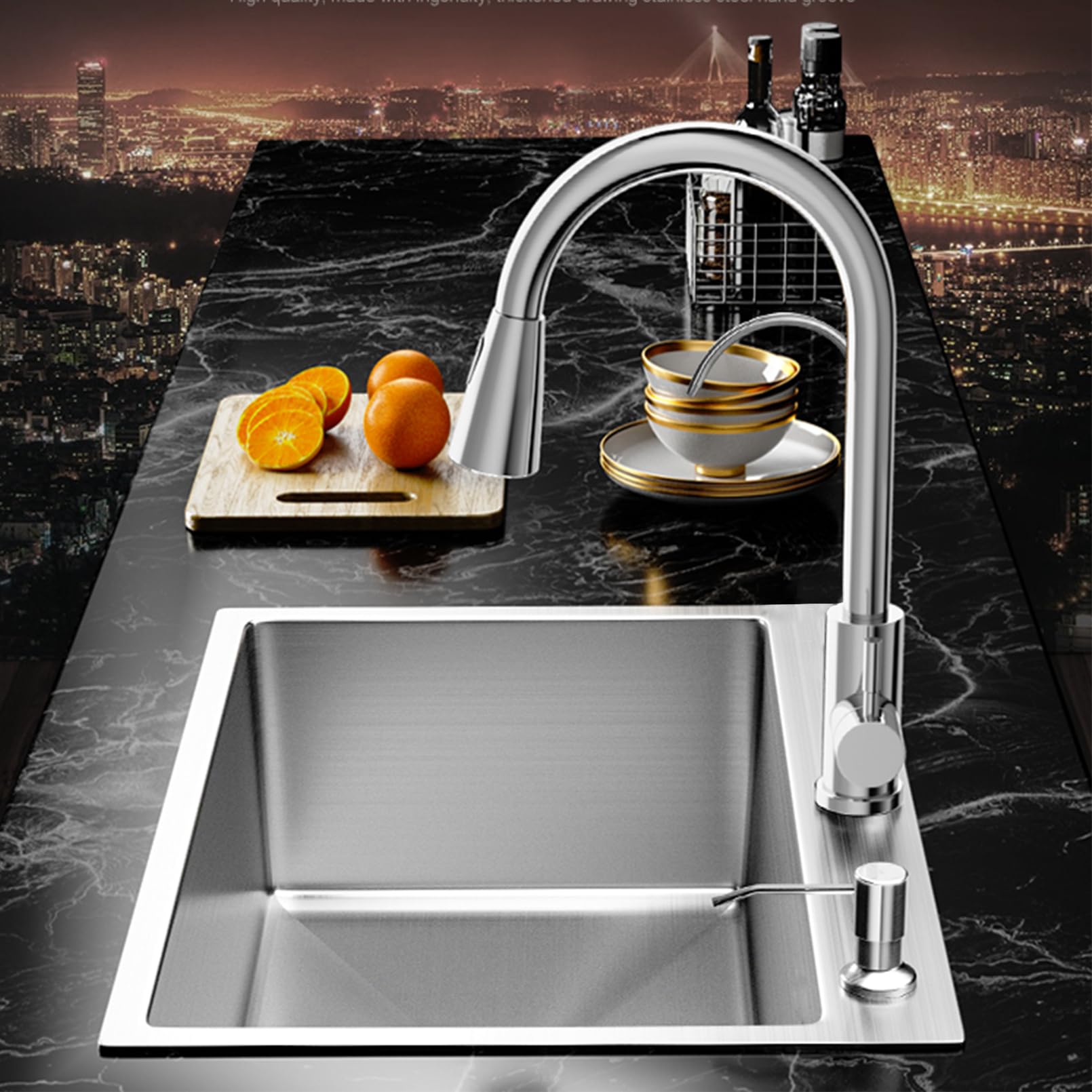 Genérico Fregadero cocinaFregadero De Acero Inoxidable Bajo Encimera Fregadero De Cocina Fregadero De Acero Inoxidable De 1 Seno Kit De Desagüe para Fregadero para Restaurante Bar Garaje Jardín Baños