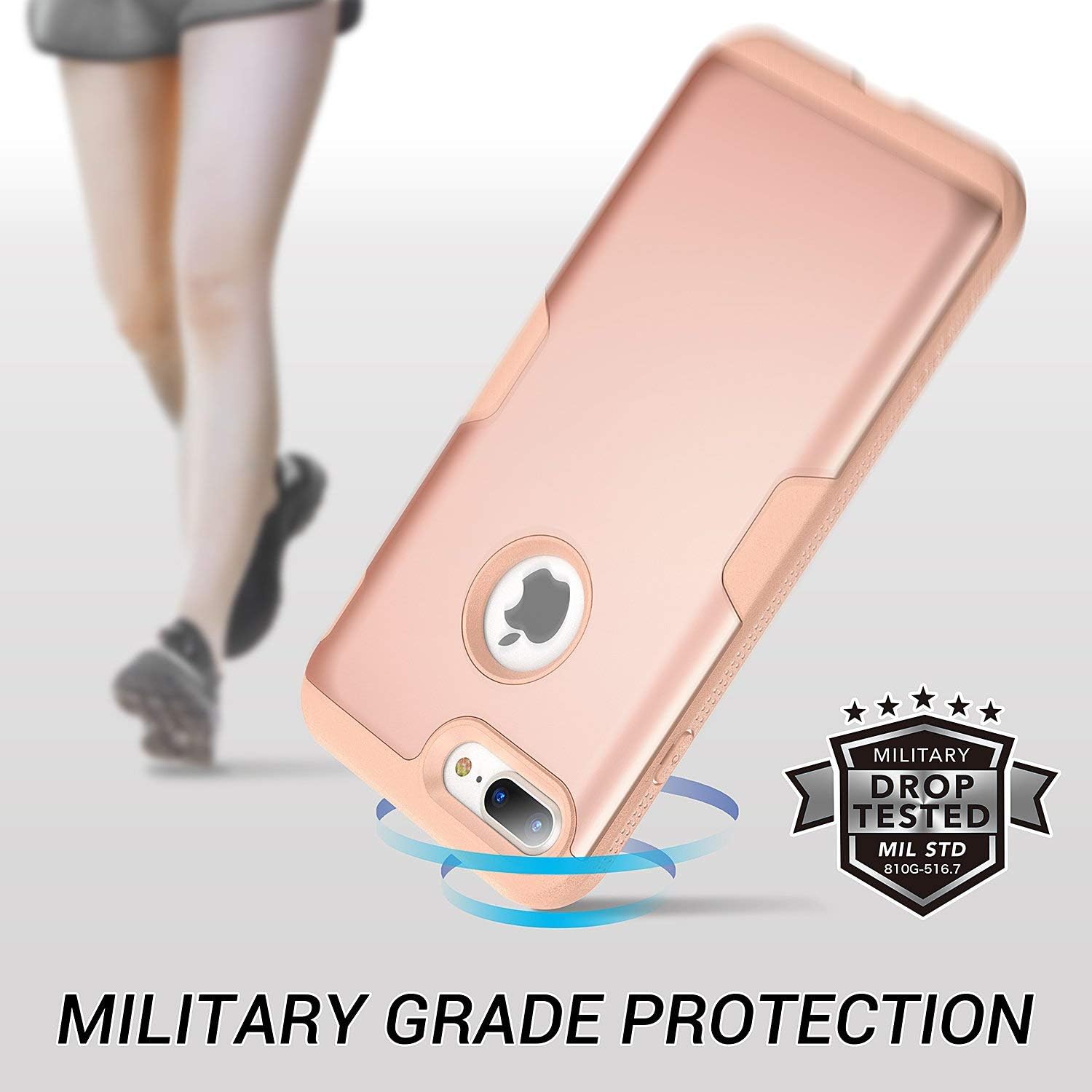 YOUMAKER Designed for iPhone 8 Plus Case & iPhone 7 Plus Case, Full Body Rugged with Built-in Screen Protector Heavy Duty Protection Slim Fit Shockproof Cover for iPhone 8 Plus 5.5 Inch - Pink