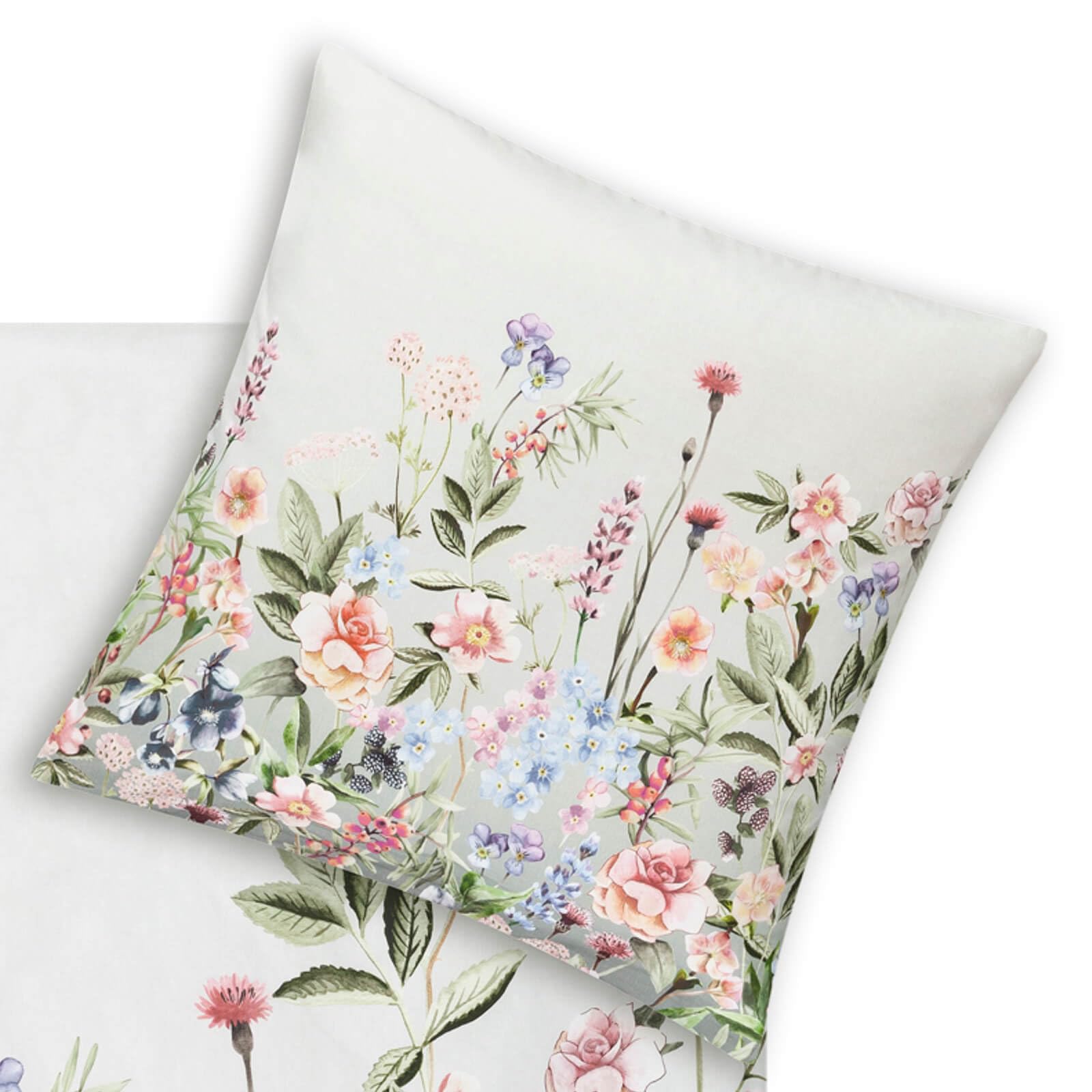 Estella Bettwäsche Nancy Mako-Satin grün Größe 135x200 cm (80x80 cm)