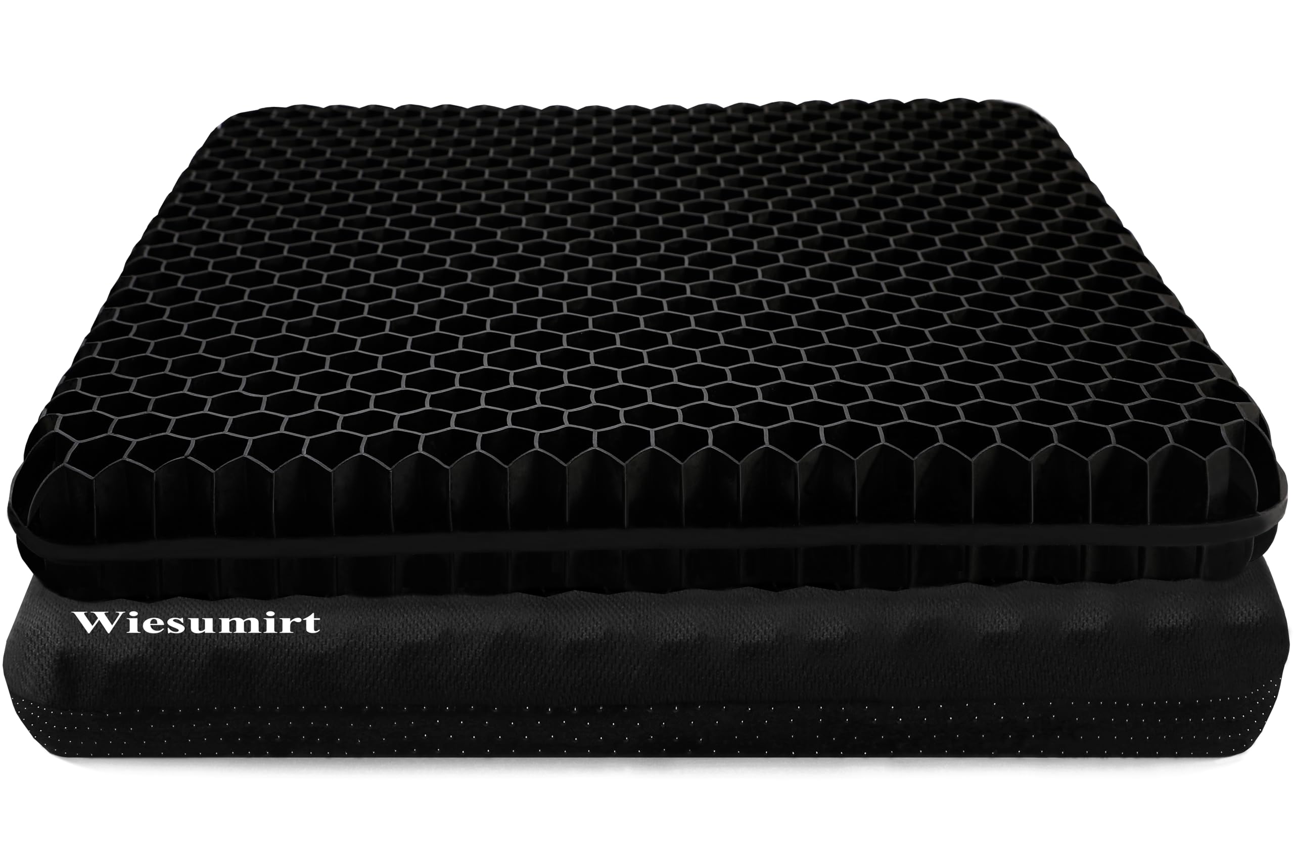 Plus Size Gel Seat Cushion, Large Cooling Supportive Seat Pad for Back, Sciatica, Lumbar, Muscle, Tailbone Pain Relief, Used for The Office, Wheelchair, Car, Truck, Recliner, Stadium, Kayak. (Black)