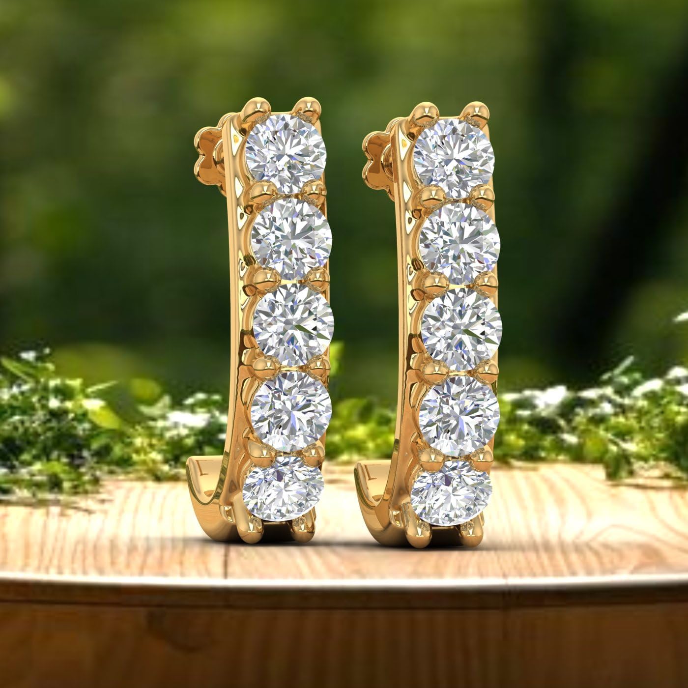 0.06 to 0.13 Carat 5-Stones Natural Diamond Nose Pin Open Hoop Screw Back Nose Stud in 18K Gold (SI1-SI2 Clarity) - IGI Certified
