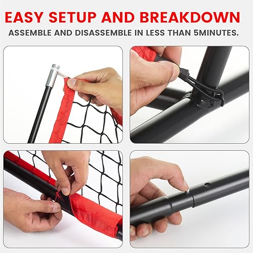 Miniatura 6 de Redes de fútbol de 8 x 8 pies para lanzar, objetivo de fútbol, equipo de entrenamiento de mariscal de campo con 4 bolsillos para mejorar la
