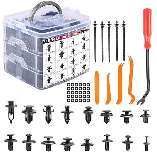 AIRKOUL Kit de 750 clips de retención de automóvil y remaches de plástico - 16 tamaños más populares, clips de parachoques de plástico, clips de
