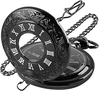 SwitchMe Classic Quartz Pocket Watch for Men,Roman Numeral Dial Non-Mechanical Movement Pocket Watch with Chain