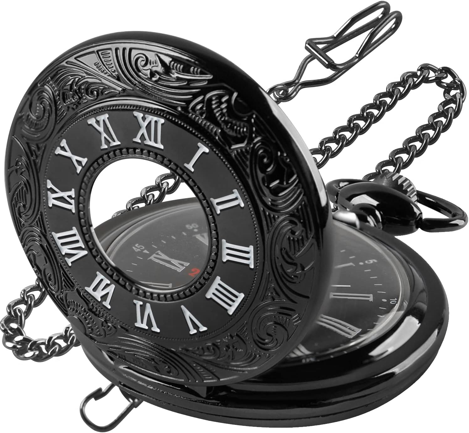 SwitchMe Classic Quartz Pocket Watch for Men,Roman Numeral Dial Non-Mechanical Movement Pocket Watch with Chain