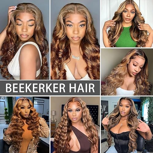 Miniatura 3 de Wear and Go - Pelucas de cabello humano sin pegamento, precortadas precortadas, con reflejos, encaje frontal, peluca de cabello humano de 22