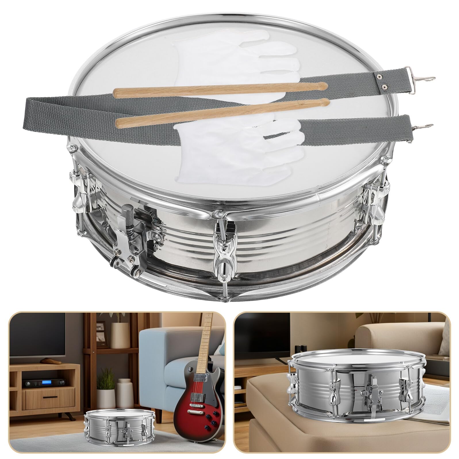TOYANDONA Rullante da Marcia Percussione per Band Musicali Eventi e Spettacoli Sul Palco Kit Completo con Tracolla e Bacchette per Musicisti Adulti e Performance di Gruppo