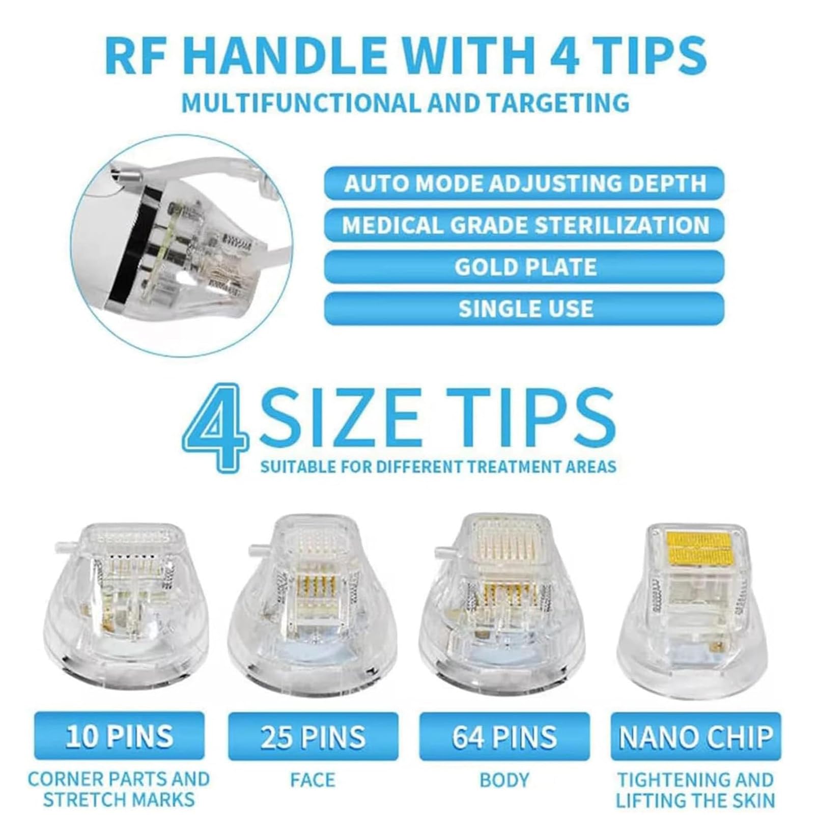 Máquina de microagujas de radiofrecuencia fraccionada, máquina de Belleza para Lifting Facial, máquina de Belleza para la Piel antiedad y eliminación de Arrugas con 4 Cabezales funcionales