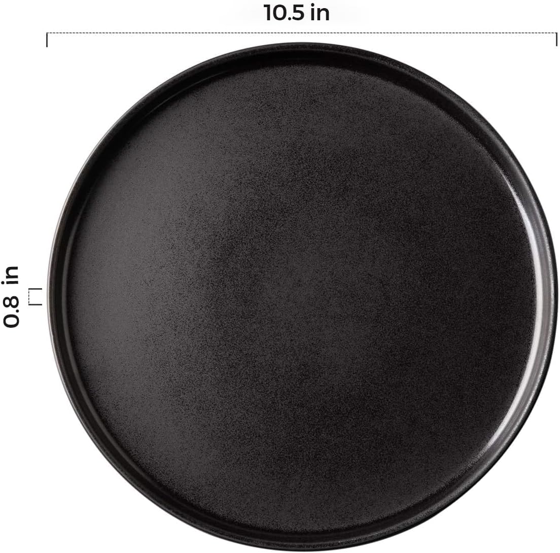 AmorArc Stoneware Dinner Plates Set of 4, 10.5 Inch Reactive Matte Glaze Ceramic Plates Set, Modern Dinnerware Dish set for Kitchen, Microwave, Dishwasher Safe, Scratch Resistant.