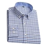 Vsadsau Men Cotton Long Sleeve Shirts Casual Slim Solid Plaid Print Shirt Stripe Formal Dress Shirt Blouse 509 M