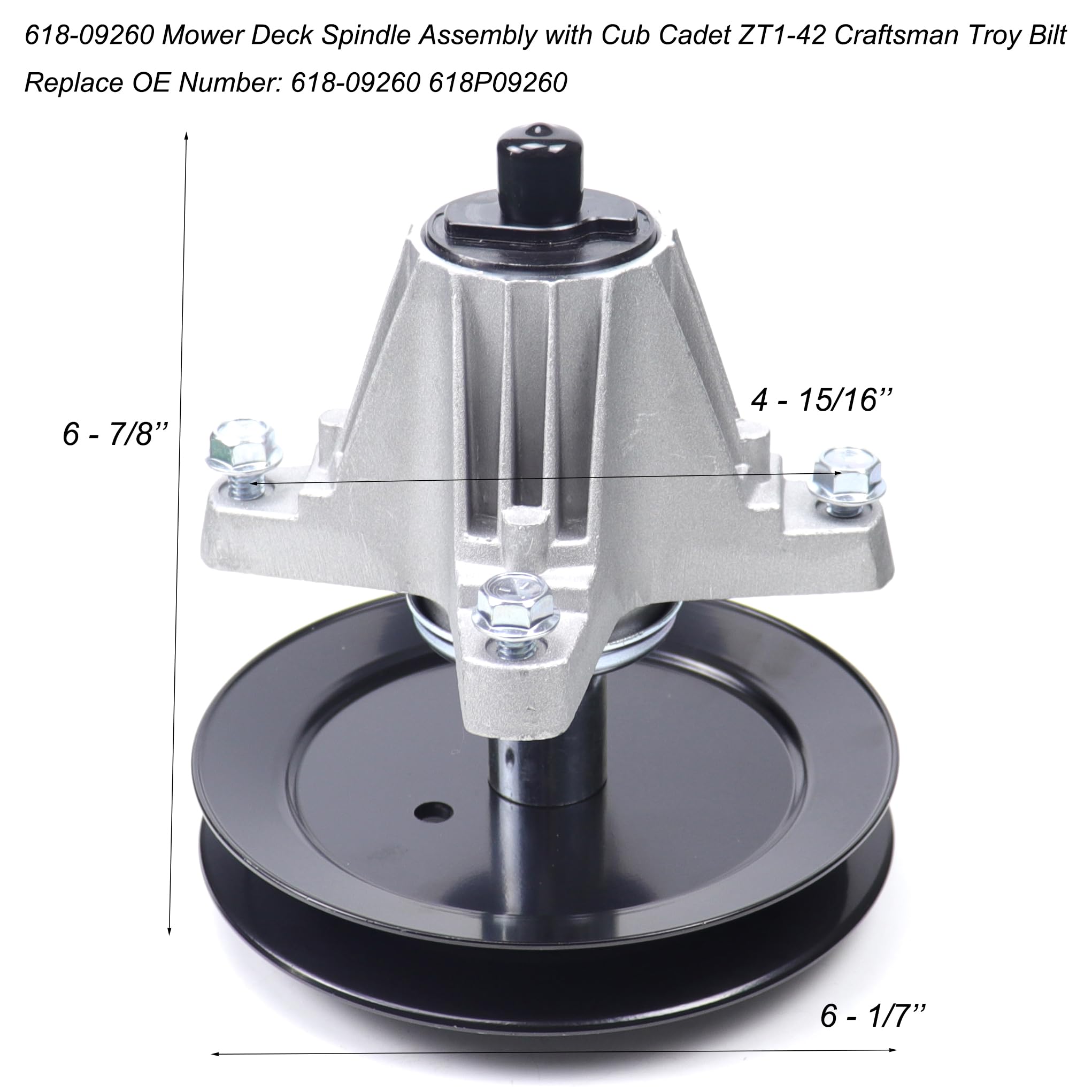 MOCW 618-09260 618P09260 - Conjunto de husillo para Cub Cadet ZT1-42, ZT1-42 Fab, ZTS1-42 Fab, MTD Craftsman Z5200 Troy Bilt Mustang Z42 cubiertas de 42 pulgadas
