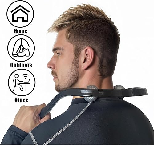 Miniatura 6 de Masajeador manual de cuello  Punto de disparo doble de tejido profundo para alivio instantáneo del dolor, agarre ergonómico antideslizante,