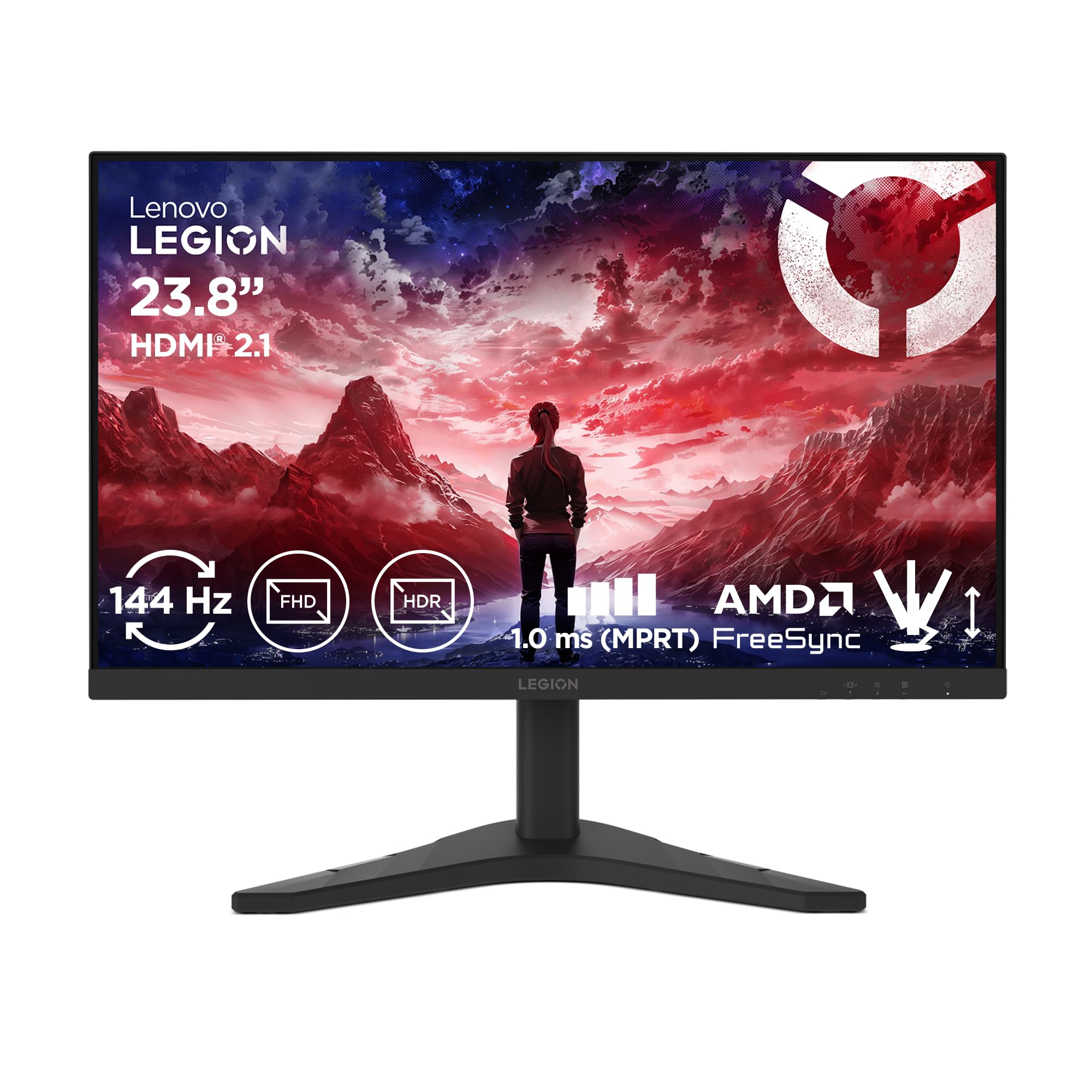 Lenovo Legion R24s | 24" Full HD Gaming Monitor | 1920x1080 | 16:9 | 144Hz | 1ms Reaktionszeit | HDMI | DisplayPort | IPS-Panel | Standfuß | Entspiegelt | TÜV Augenschutz | schwarz | 3.5. kg