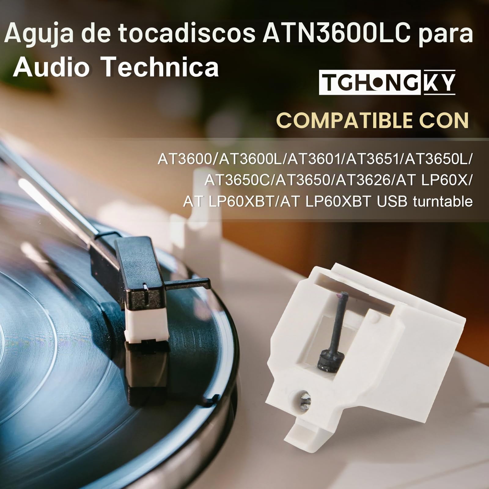 2 Piezas Aguja de Recambio para Audio-Technica ATN3600LC Aguja Reemplazo Tocadiscos de Vinilo Accesorios con Cepillo de Limpieza