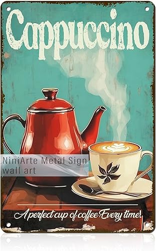 Miniatura 38 de Letrero de metal de café fresco, arte de pared retro para el hogar, cocina, cafetería, oficina, decoración de 8 x 12 pulgadas Café4,Café6,Perro