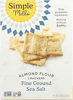 Simple Mills Almond Flour Crackers, Fine Ground Sea Salt - Gluten Free, Vegan, Healthy Snacks, 4.25 Ounce (Pack of 1)