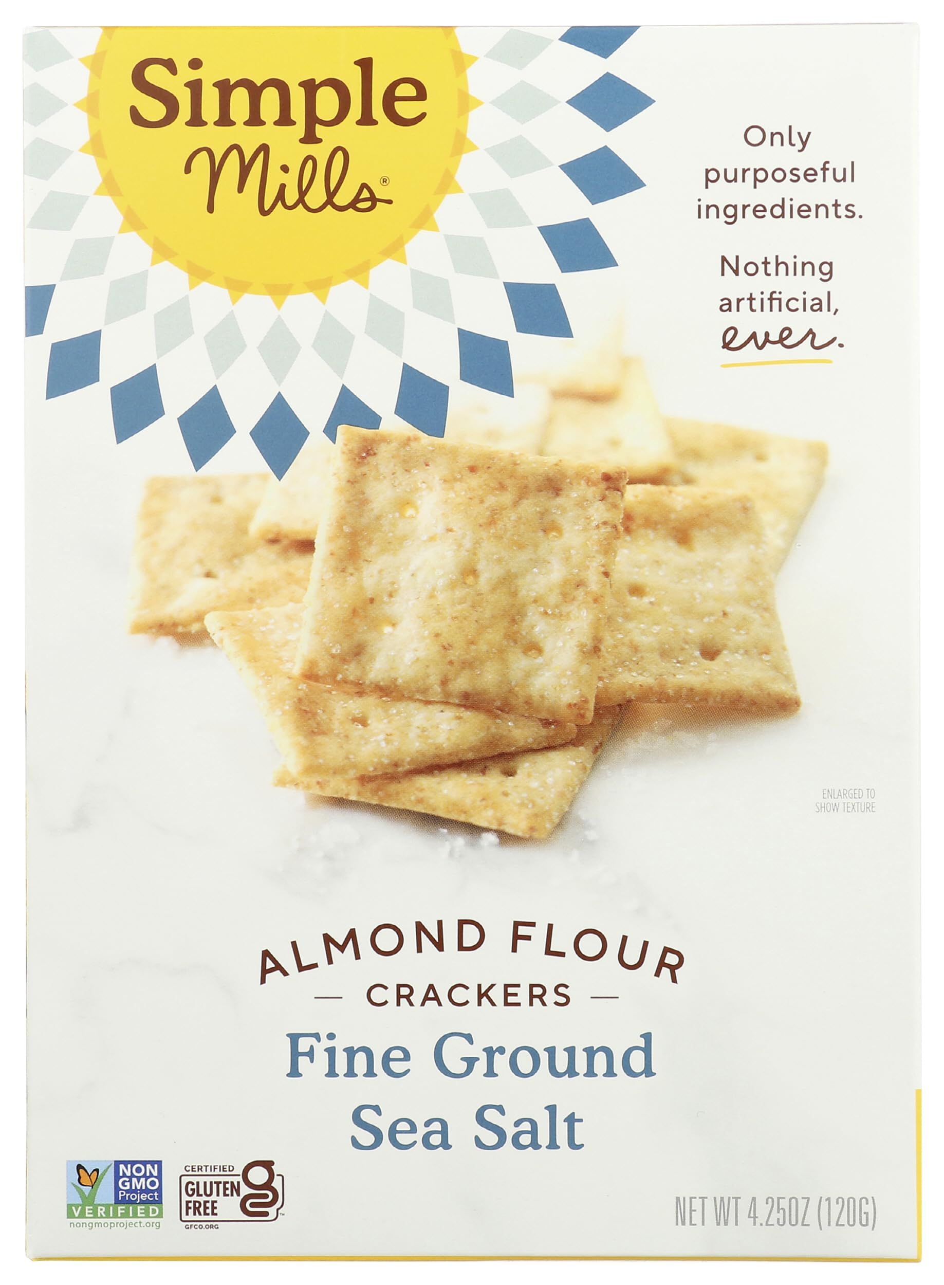 Simple Mills Almond Flour Crackers, Fine Ground Sea Salt - Gluten Free, Vegan, Healthy Snacks, 4.25 Ounce (Pack of 1)