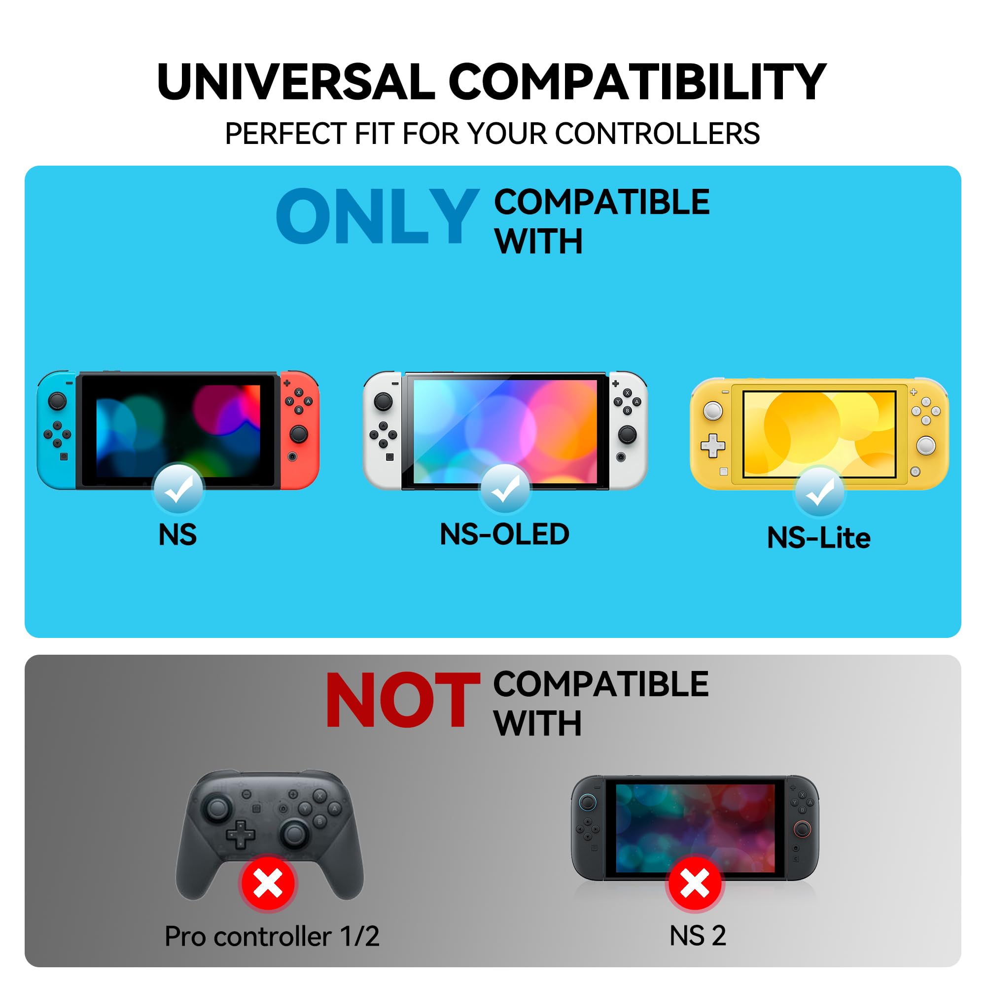 NEWDERY Zapasowe uchwyty na kciuki do Nintendo Switch/OLED/Lite | 10 szt., antypoślizgowe, tekstury diamentu, nakładki na joysticki, akcesoria naprawcze, do Nintendo Switch/OLED/Lite Joy-Con
