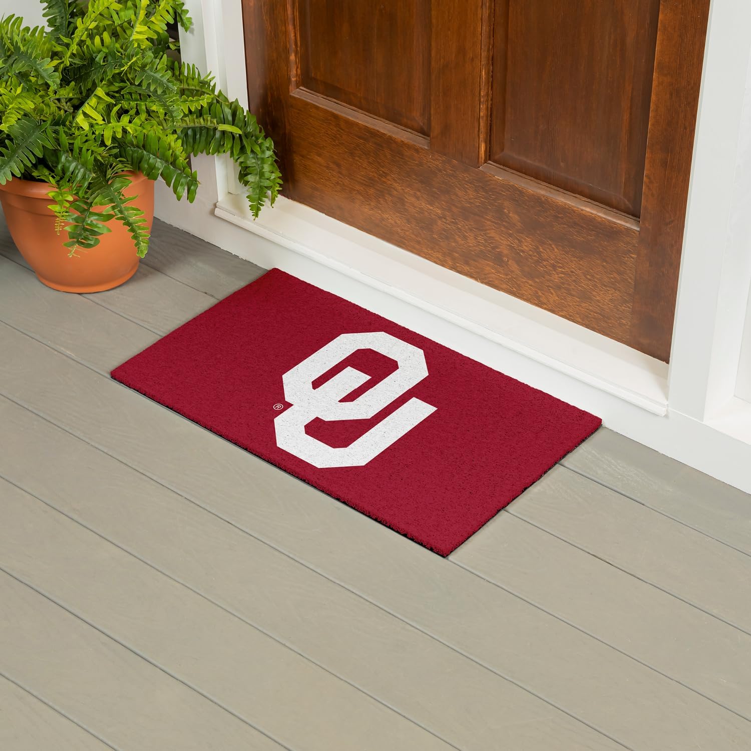 Team Sports America NCAA University of Oklahoma Sports Doormat | Indoor Outdoor Entrance | 28 x 16 Inches | Non-Slip Front Door Mats | Official Licensed | Sports Fans Entryway Welcome Rug