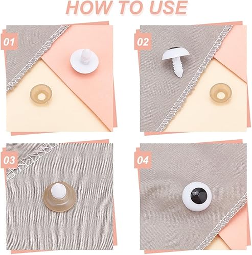 Miniatura 4 de PH PandaHall 240 juegos de ojos de seguridad, 6 tamaños, ojos de ganchillo, ojos amigurumi, ojos de animales de peluche, ojos artesanales con