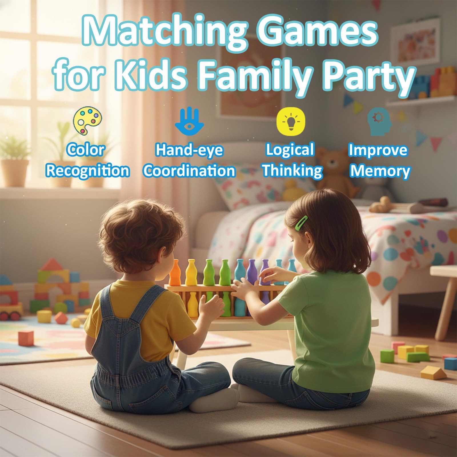 Juego de combinación de colores de botella, divertido juego de mesa familiar para niños de 8 a 12 años, juego de 2 a 4 jugadores para niños y adultos, perfecto para viajes, camping, vacaciones