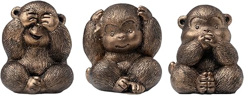 Miniatura 10 de Estatua de 3 monos sabios. No ve mal, no escuchas el mal, no habla mal de monos. Trae buena suerte, sabiduría. Escultura de mono para decoración del