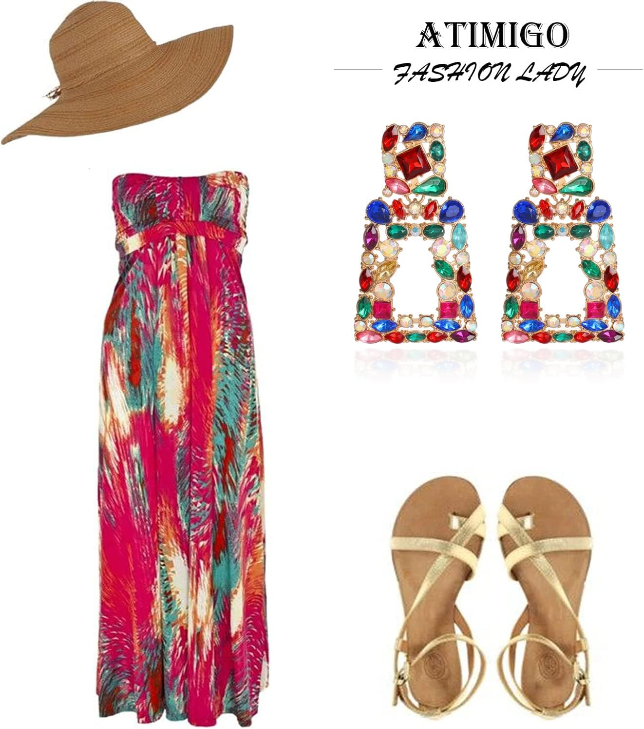 Rhinestone Rectangle Dangle Statement Earrings Trendy Crystal Geometric Drop Earrings hypoallergenic for Women - Image 4