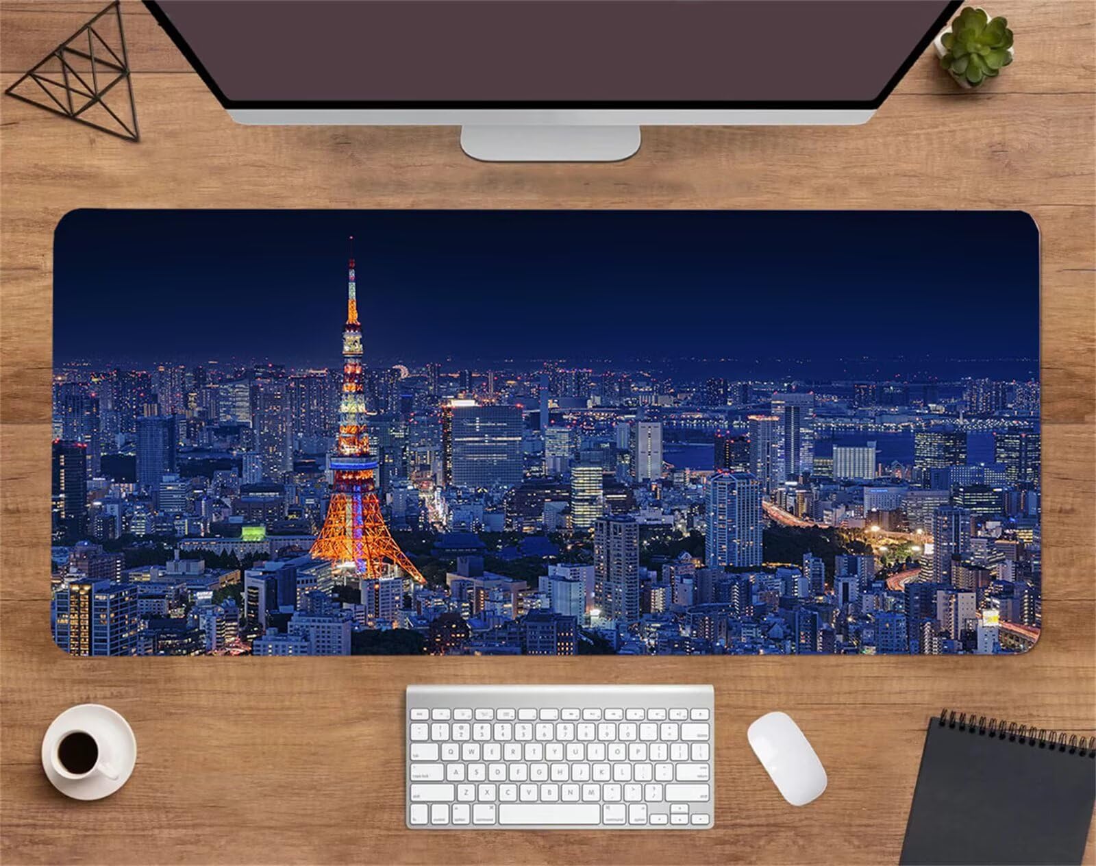 Alfombrilla Ratón XXL 1200x600x2mm Mouse Pad Grande Gaming,Alfombrilla Antideslizante,Tapete Escritorio con Bordes Cosidos,Alfombrilla Ratón para Jugadores, PC, Oficina, Paisaje de la Ciudad
