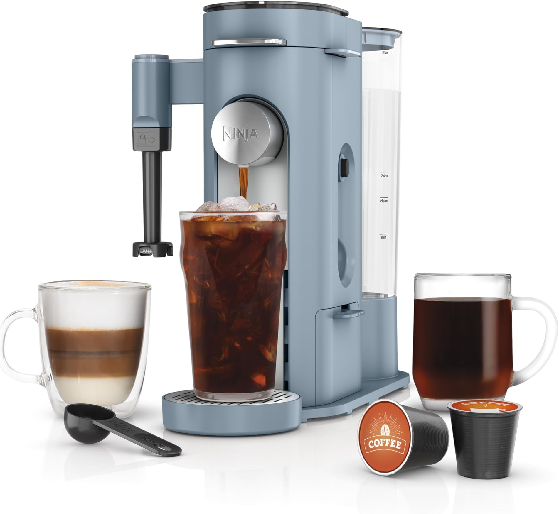 Ninja Pod & Grounds Specialty XL Single Sale Coffee Maker, Compatible with K-K-Pod Pods, Brewing, Compact Design, Built-in Milk Frother, 68 Ounce Reservoir, 24 Cup