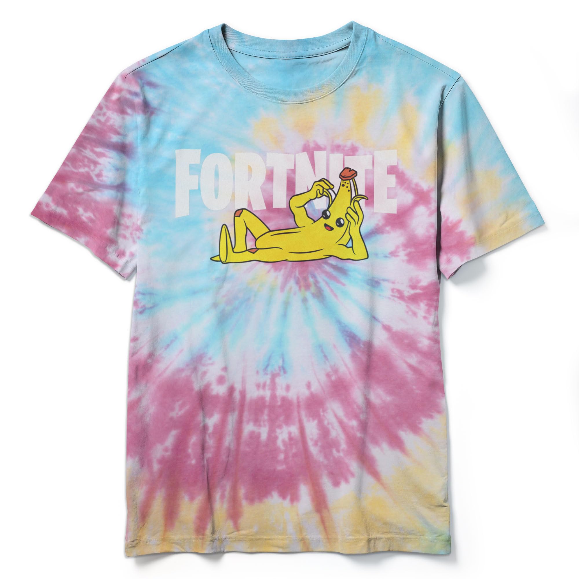 FORTNITE Boys' Peel Yourself Logo T-Shirt, Blue/Pink/Light Yellow, Medium