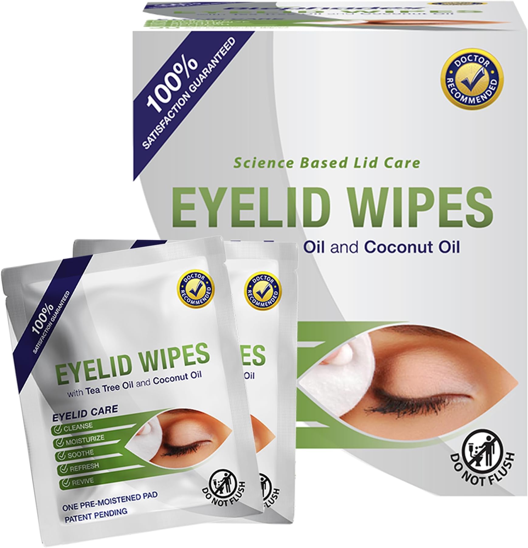 Visual Advantage Premium Eyelid Wipes with Tea Tree and Coconut Oil - Cleansing Eye Wipes for People Itchy Eyes - Box of 30 Natural Eye Wipes