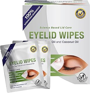 Lunovus Premium Eyelid Wipes With Tea Tree and Coconut Oil - Cleansing Wipes for People Itchy Eyes - Individually Wrapped - Box Of 30 Natural Eye Wipes