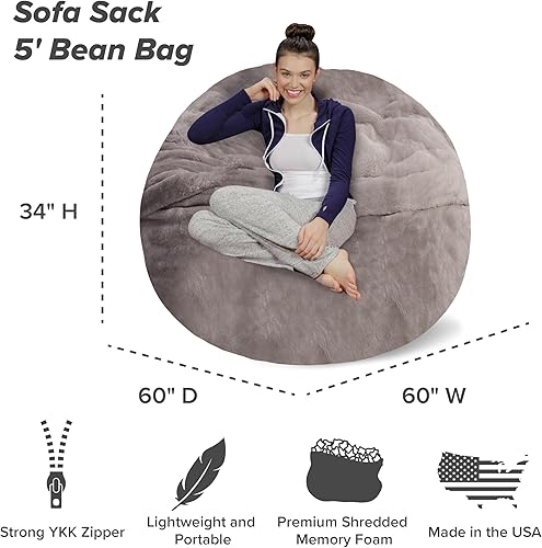 Miniatura 2 de Sofa Sack - Puf de felpa ultra suave para niños, adolescentes y adultos - Silla de espuma viscoelástica sin frijoles con funda de microgamuza -