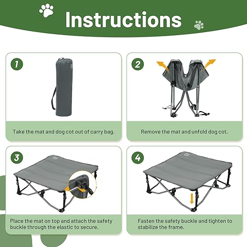 Miniatura 7 de Timber Ridge Cama elevada grande para perros, portátil, plegable y elevada con alfombrilla extraíble, diseño refrescante para uso en interiores y