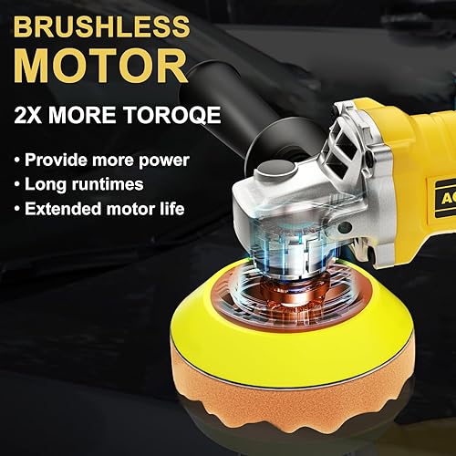 Miniatura 7 de Pulidor de búfer inalámbrico compatible con batería DEWALT de 20 V máximo, 5000-10000 RPM velocidad variable sin escobillas, pulidor ligero y