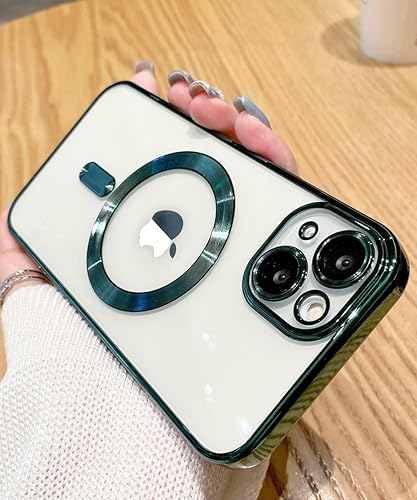 Miniatura 2 de Funda magnética para iPhone 15 Plus, transparente, compatible con MagSafe protector de lente de cámara integrado, suave, delgada, a prueba de