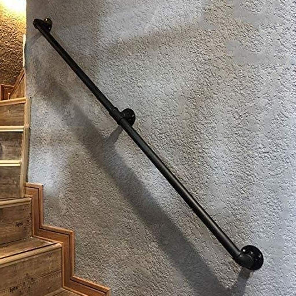 Main courante d'escalier en tuyau rond noir de 30cm à 300cm pour grenier et extérieur