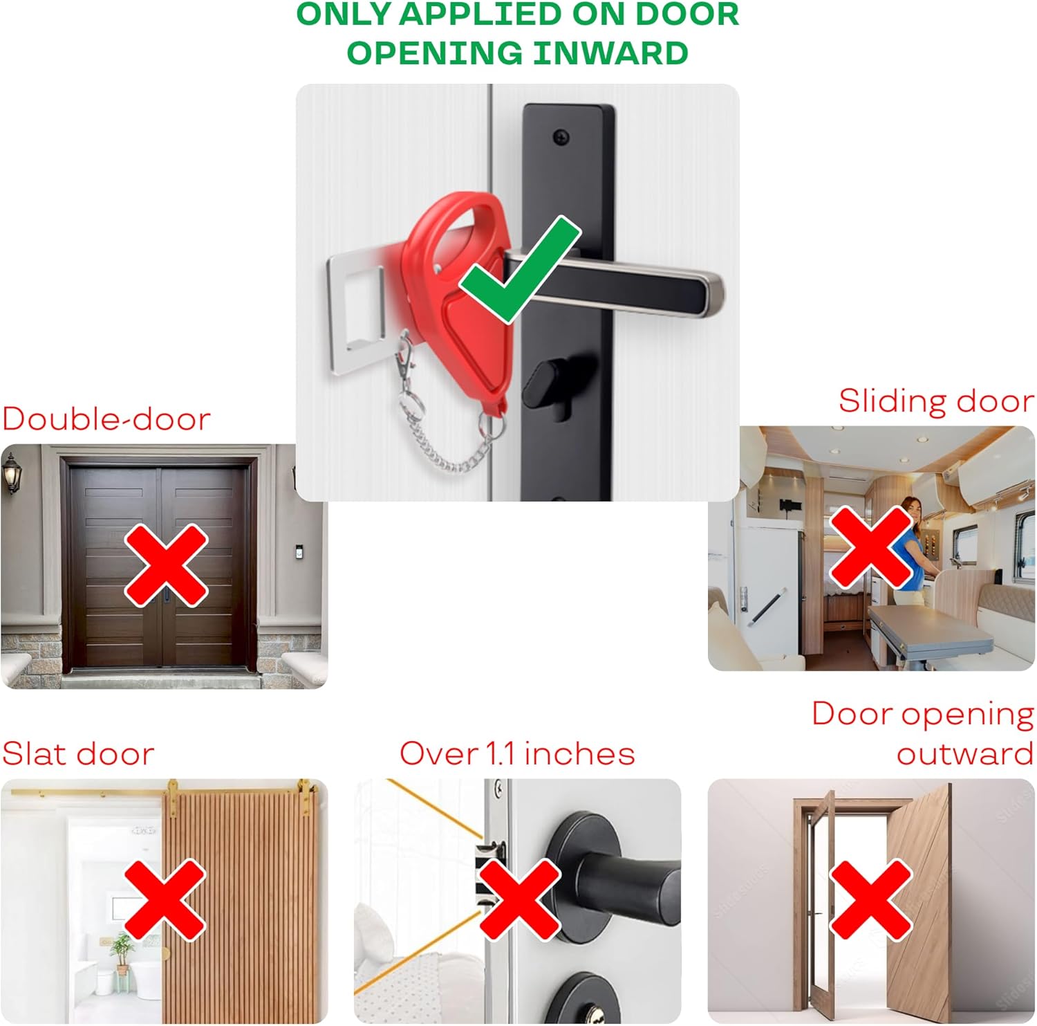 Portable Door Lock – Extra Door Security for Home, Travel, Hotels, Apartments, Dorm Rooms – Easy to Install, Perfect for Privacy & Protection on The Go