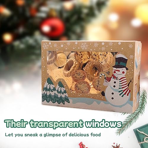 Miniatura 4 de Paquete de 6 cajas de galletas de Navidad de 8.7 x 2.7 x 6 pulgadas con ventana, grandes con diseño de Papá Noel, muñeco de nieve, pan de jengibre,