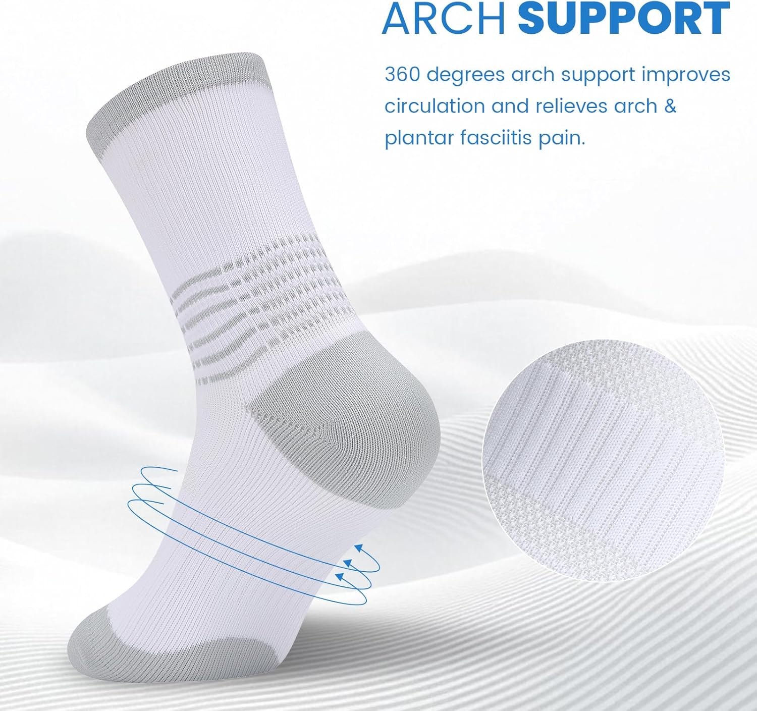 IRAMY Crew Compression Socks for Women Men with Ankle Arch Support Plantar Fasciitis Relief 3/6 Pairs - Image 3