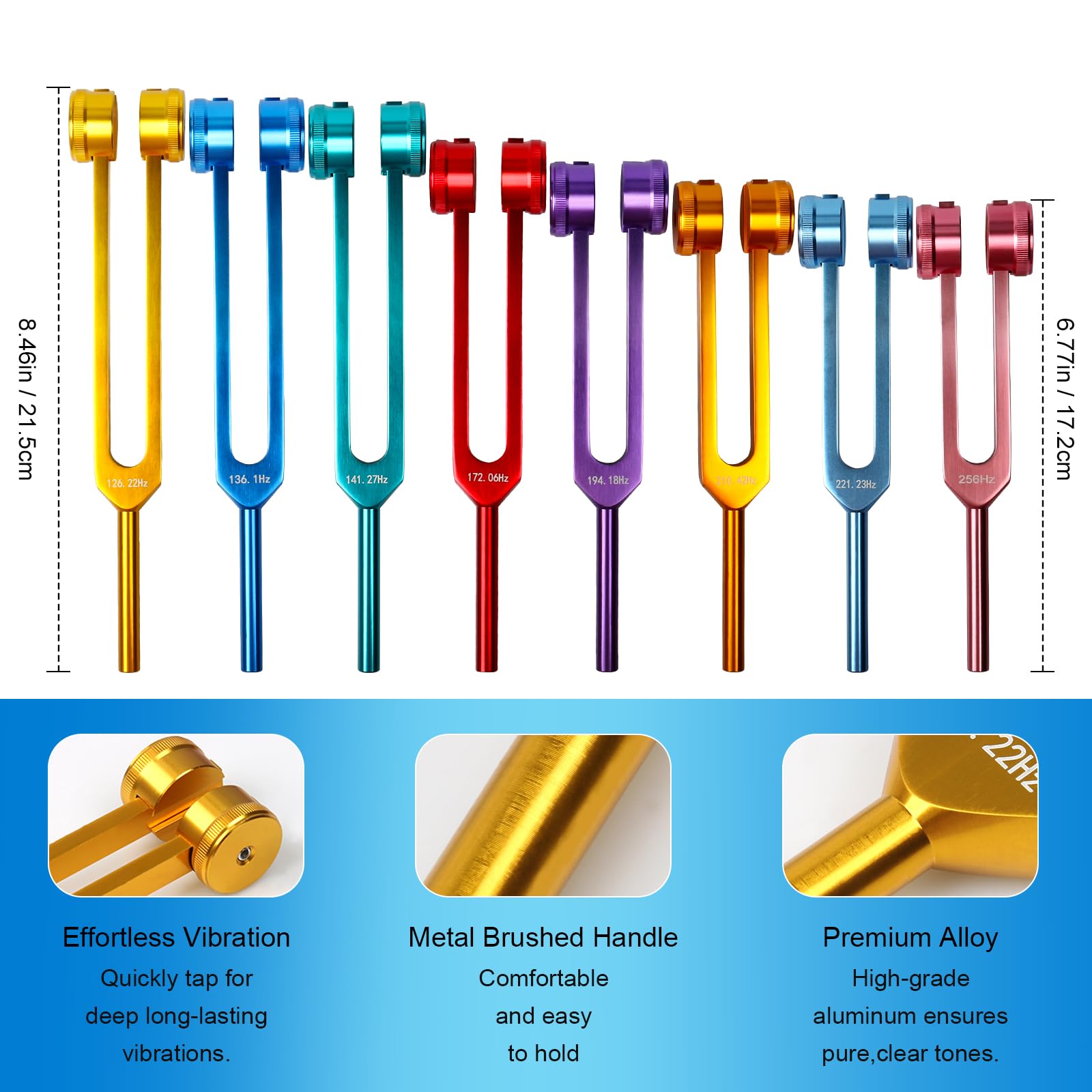 Jeu de Diapasons Chakras 7+1 avec Boîte Cadeau Aluminium pour Thérapie Sonore Méditation
