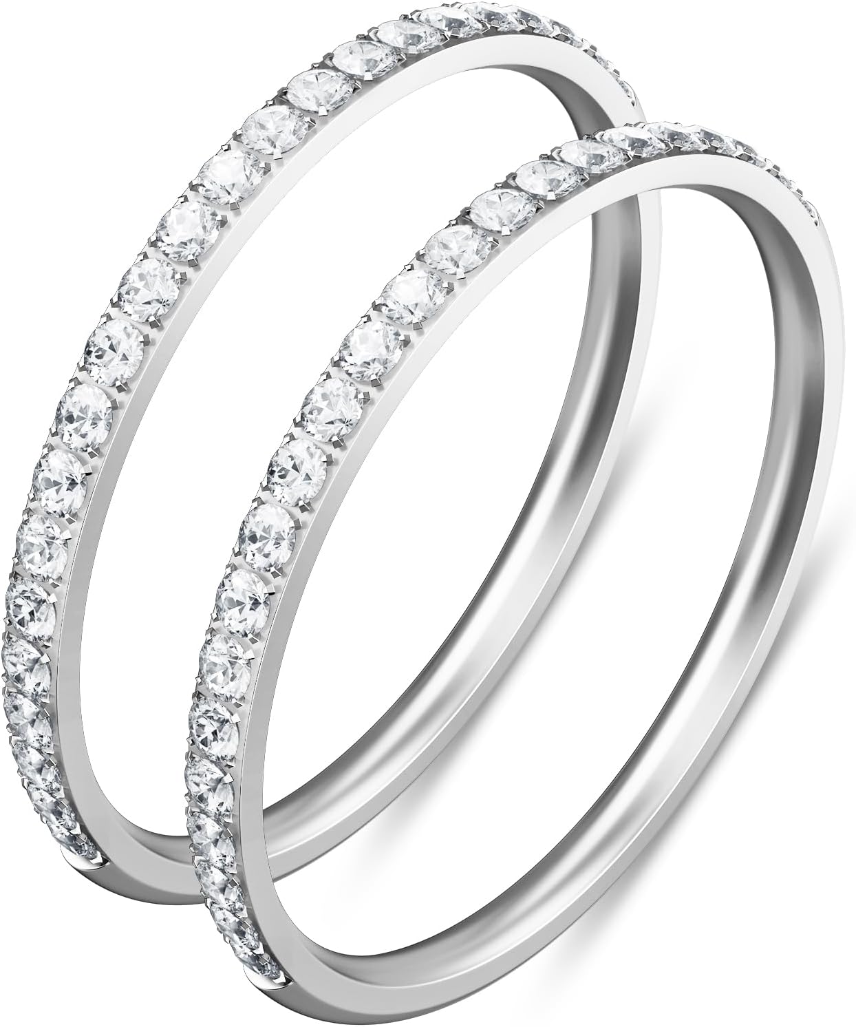 ZOOROO 2-Pack 14K Gold Plated Stacking Rings for Oura Gen 4/Oura Gen 3, Cubic Zirconia Simulated Diamond Oura Ring Stack for Women