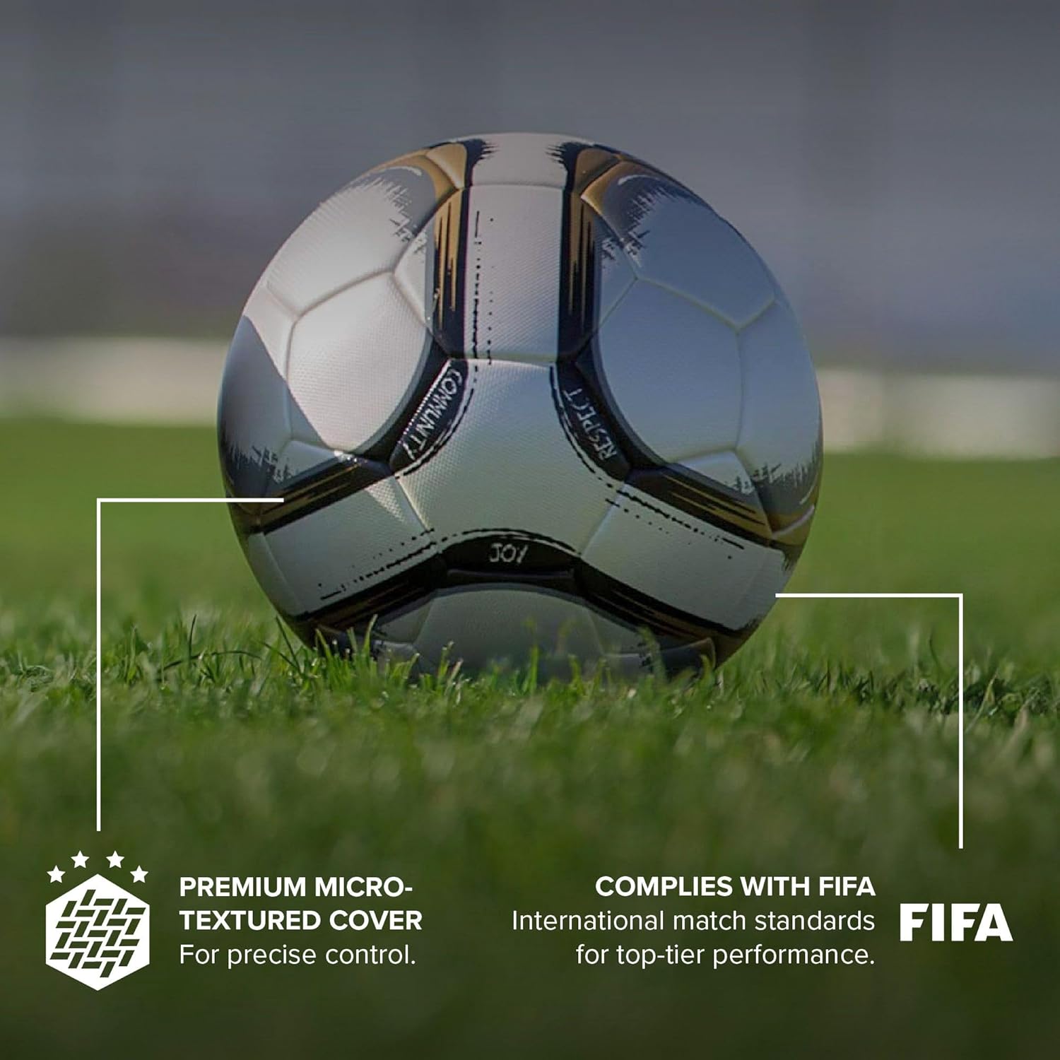 Senda Volta Premier Soccer Ball, Fair Trade Certified, Gold/Grey, Size 5 (Ages 13 & Up)