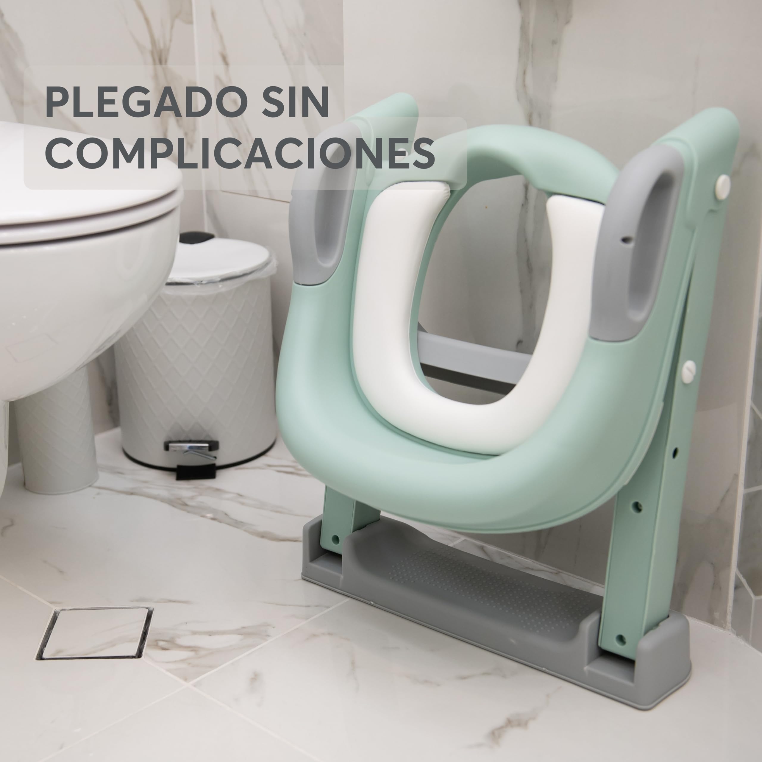 KikkaBoo Adaptador WC Niños y Reductor Sanita Bebé LEA, Plegable y Ajustable, Diseño Anatómico, Acolchado Extraíble y Suave, Antideslizante, con Escalera, 18+ Meses, Rosa