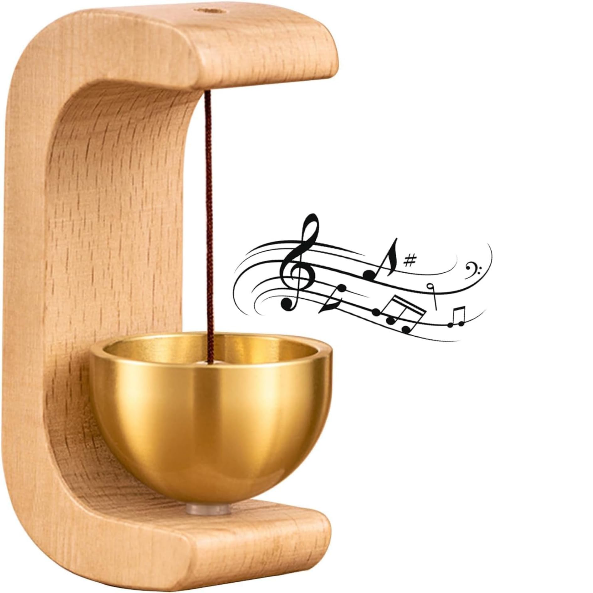 Wooden Door Bell - Beech Wooden Door Chime with Brass Bell, Dopamine Door Bell for Home, Self-Adhesive Magnetic Doorbell, Ideal Housewarming Gift-image-44