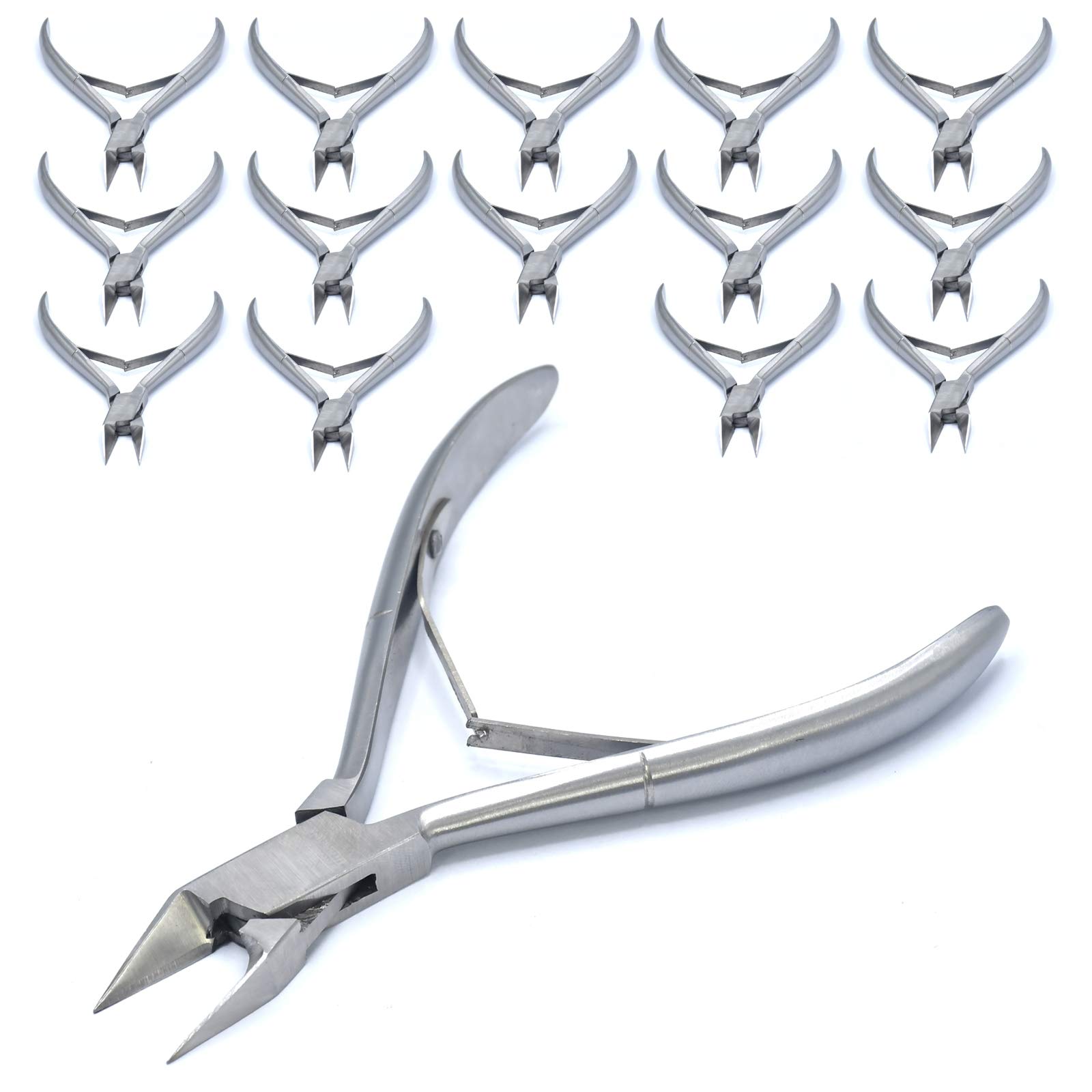 AAProTools Podiatrist Nippers Thick & Ingrown Nails Stainless Steel Nail Nippers Professional Fingernail Clippers Precision Diabetic Clippers Manicure Pedicure Silver - 25 Pcs